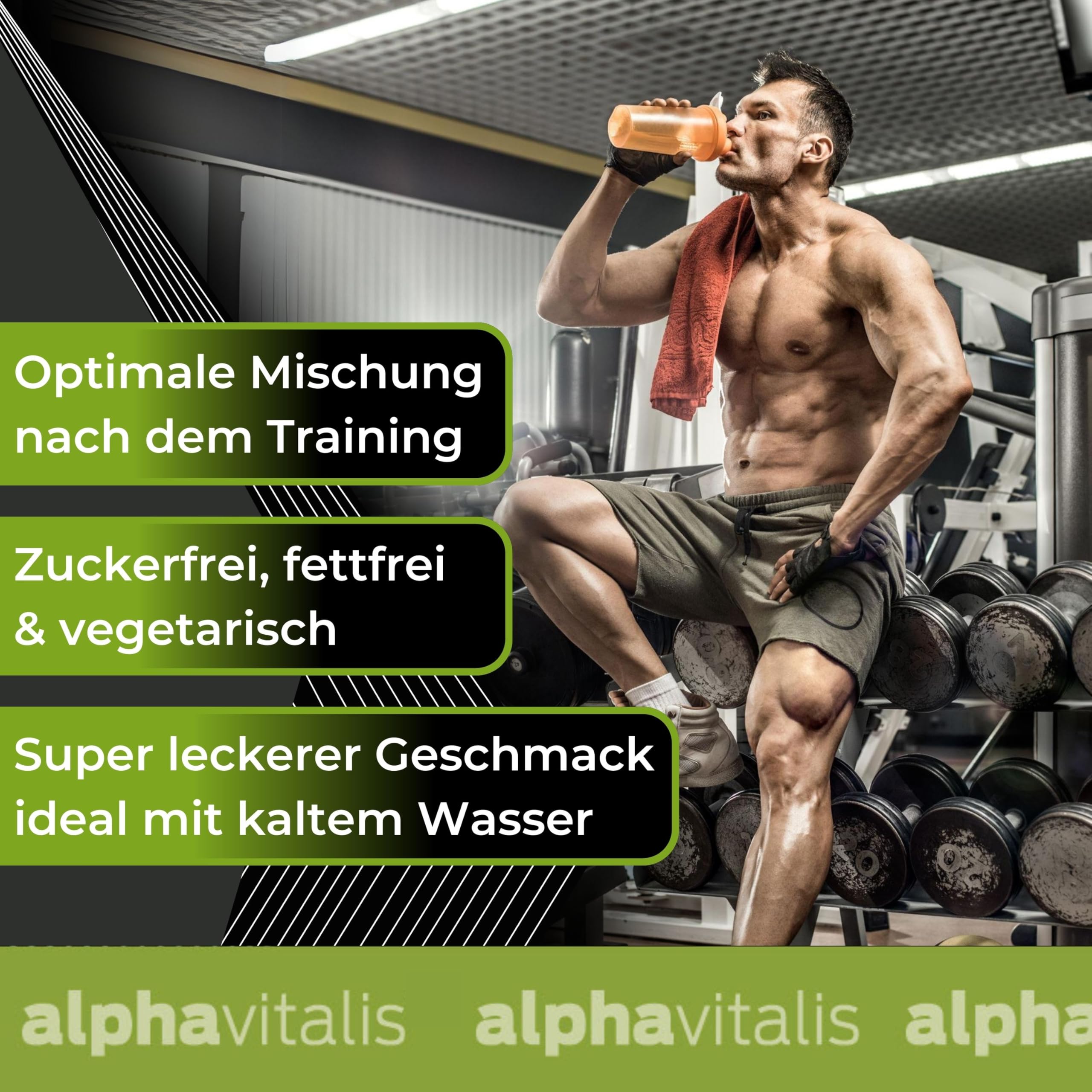 POST WORKOUT Shake - 1500g Kirsche - mit Maltodextrin - Whey Protein Pulver - EAA (essentielle Aminosäuren), Creatin Monohydrat, L-Glutamin, Magnesium uvm. - Sportgetränk - Made by alphavitalis