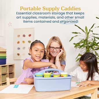 ECR4Kids 2-Compartment Large Plastic Caddy, Multipurpose Organization, Earthtone, 6-Pack