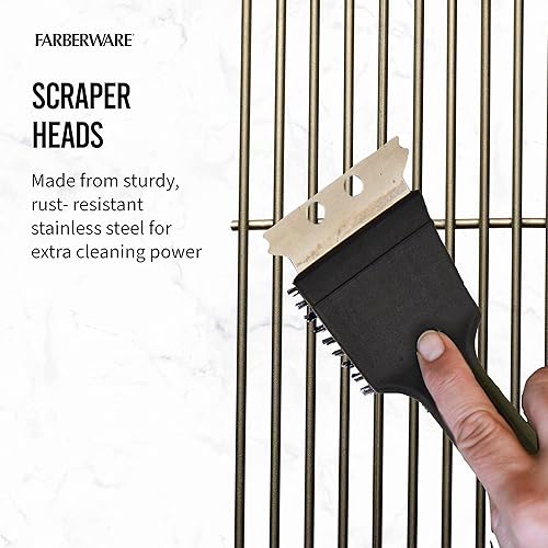 Miniatura 5 de Farberware 5275940 - Cepillo de parrilla de cabeza ancha con cerdas de nailon, color rojo y negro