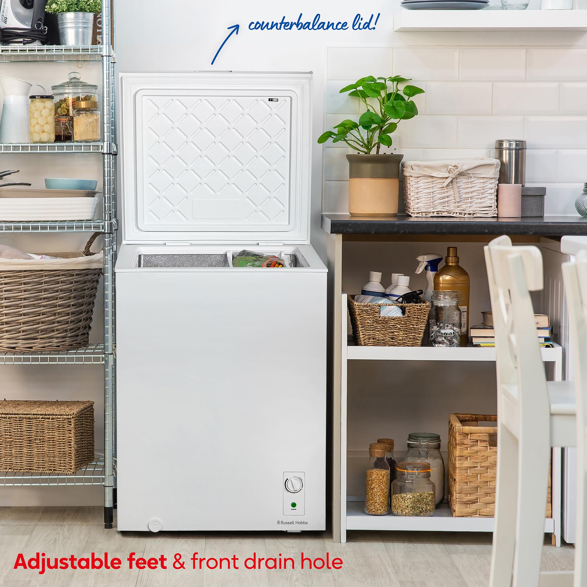Russell Hobbs White Chest Freezer 198L Freestanding with 5 Year Warranty, Adjustable Thermostat, Chill or Freeze Function, 4 Star Freezer Rating & Suitable for Outbuildings & Garages RH198CF0E1W — view 18