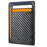 Front Pocket Minimalist Leather Slim Wallet RFID Blocking Carbon Fiber Texture