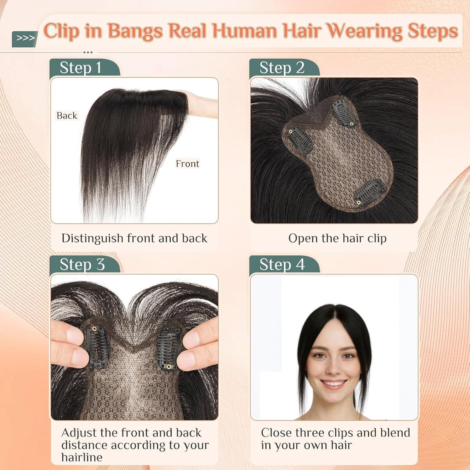 Benehair Haar Topper Damen Echthaar 100% Echtes Remy-Haar Haartopper Echthaar Oberkopf Damen #1B Natürliches Schwarz 21g 27 CM