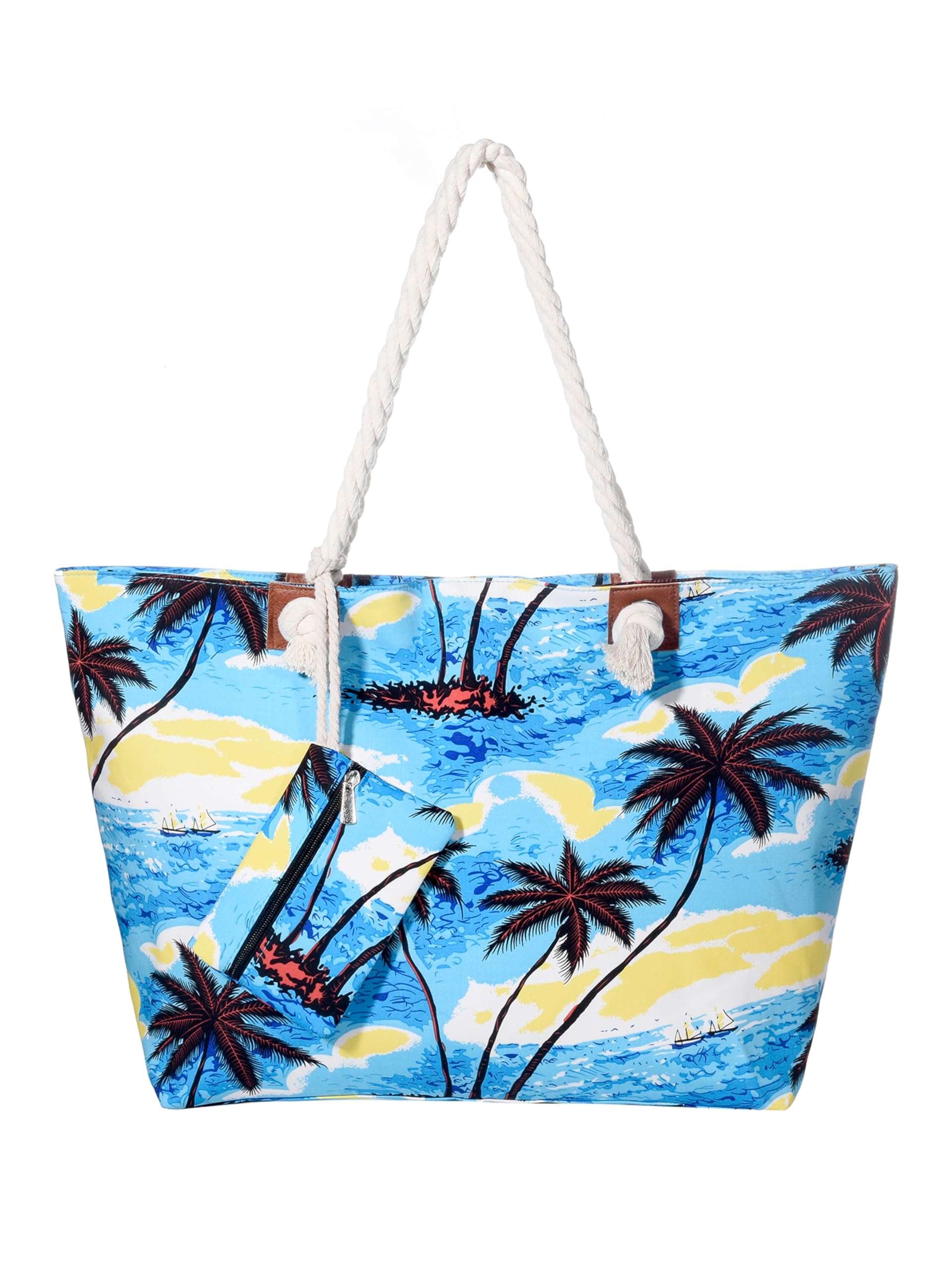 DonDon Strandtasche mit Reißverschluss, Große Strandtasche XXL, Shopper Tasche Damen - Praktische Beach bag Umhängetasche Damen Badetasche für Strand und Meer