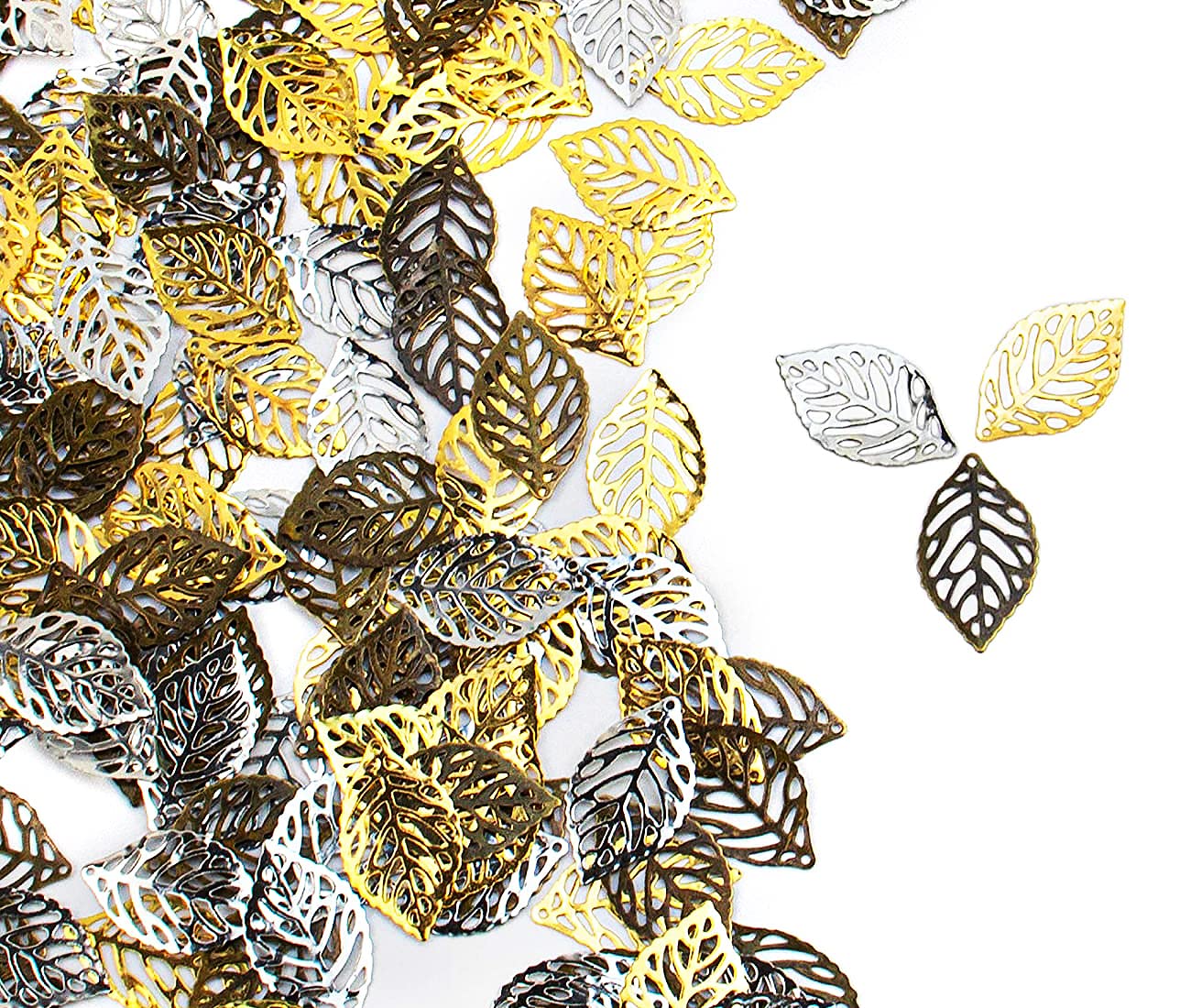 DIY Crafts 20 Pcs, Multicolor, ize 21.8 mm x 7.8mm As Image DIY Pack Multicolor Hollow Leaf Charms Ornaments Metal Leaf Crafts Pendant for Jewelry Making Metal Material (20 Pcs, Multicolor)