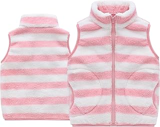 Chaleco de forro polar para niños y niñas, cuello alto, sin mangas, con cremallera, chaleco de forro polar, cálido y con bolsillo