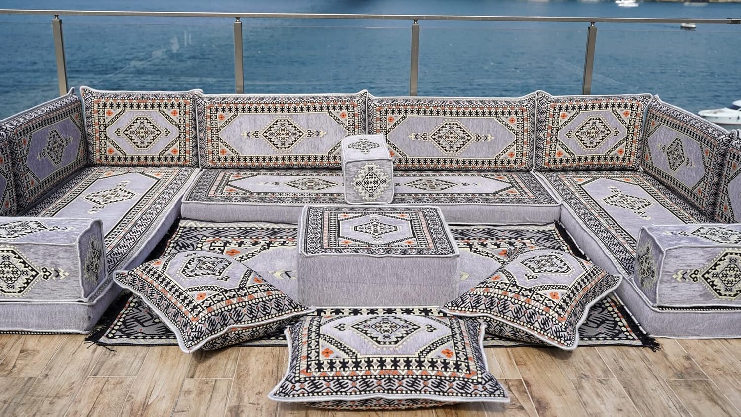 arabicsofa Gray Oriental Arabic Jalsa Floor Seating – Handmade Modular Floor Cushion
