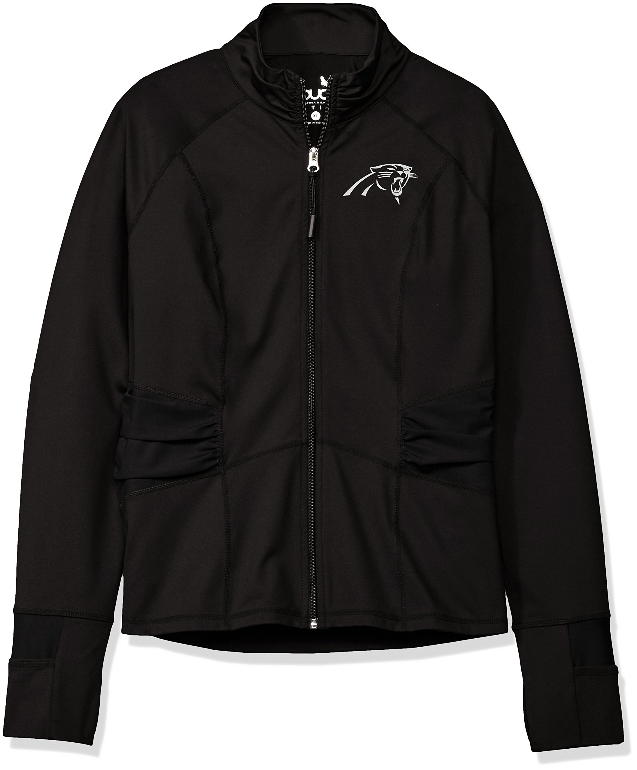 Touch by Alyssa Milano NFL Carolina Panthers Women's Sideline Athleisure Track Jacket, Large, Black