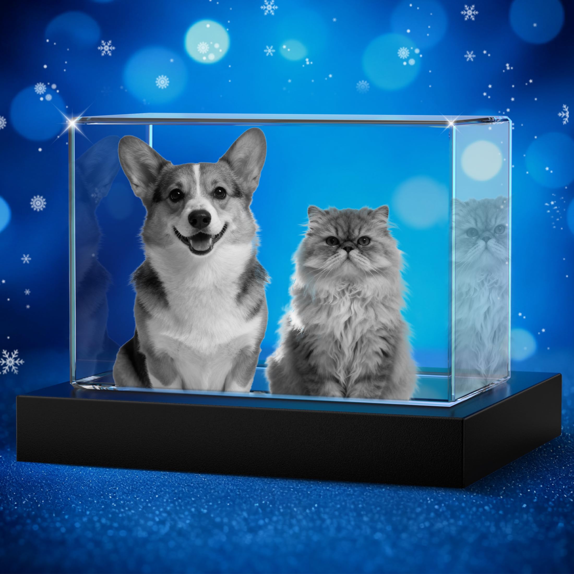 3D Crystal Pet Memorial Photo Personalized Gifts for Dog & Cat Lovers, Custom Laser Engraved Crystal Picture with Your Own Pet Photo, Sympathy