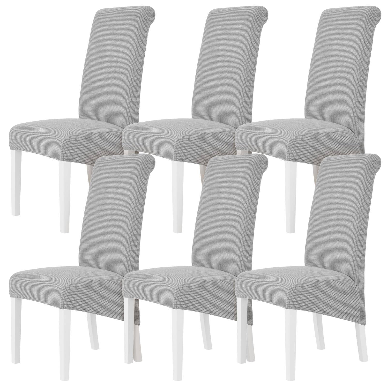 M.J COMFY-LIFE 6pack Stretch Dining Chair Covers, Universal Fit Removable Chair Slipcovers, High Elastic Washable Chair Protector for Dining Room, Kitchen, Hotel and Restaurant (12pack Grey) — image 1
