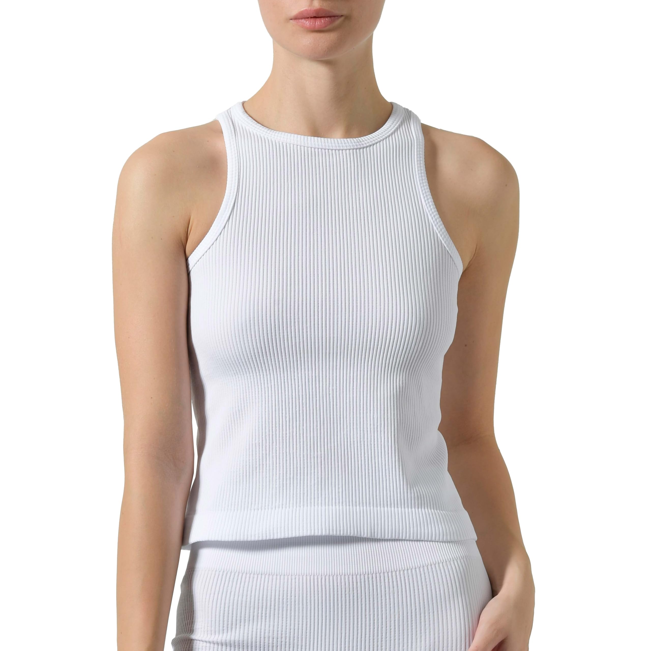 Risalti Camiseta Tirantes Mujer Acanaladas Sara - Top Mujer, Camiseta Tirantes Casual en Microfibra, Ropa Deportiva Mujer, Camiseta Fitness Mujer, Camiseta sin Costuras - Made In Italy