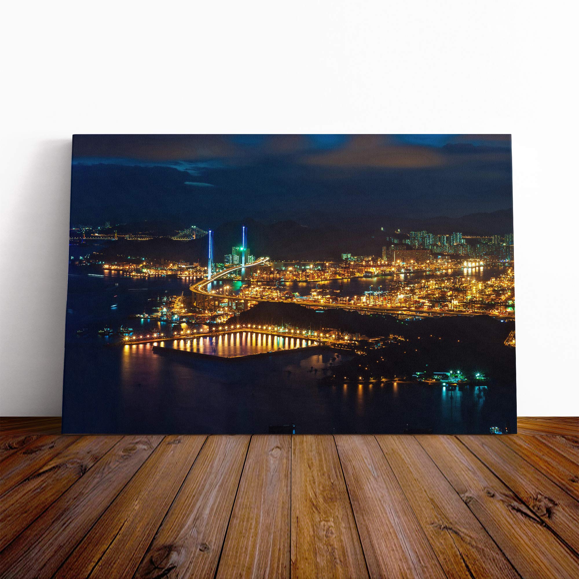 Hong Kong City Skyline China (6) Canvas Print | Gallery Wrapped 30mm Frame Wall Art | 30x20 inches | Ready to Hang | Modern Cityscape Picture | Living Room Bedroom Lounge Office