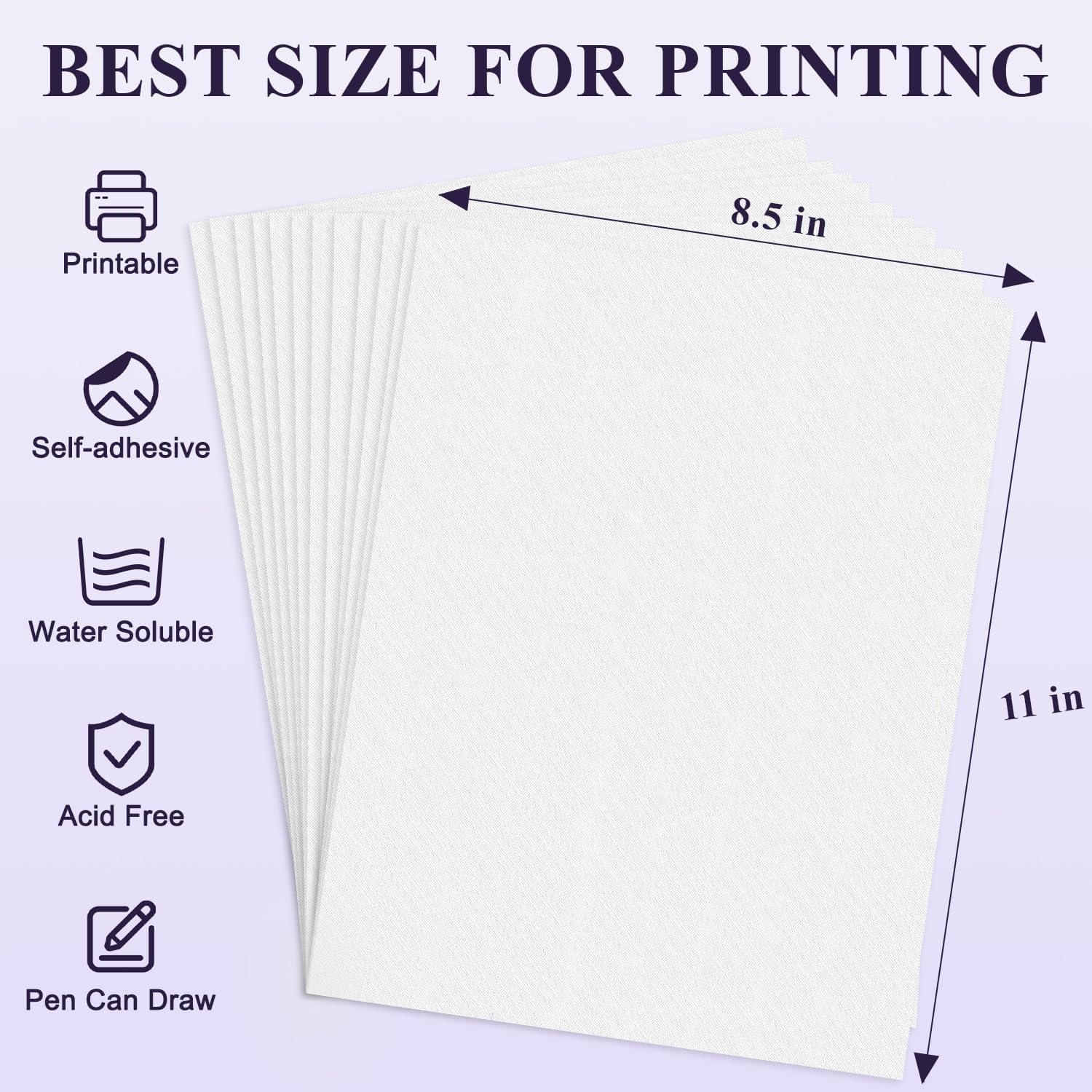 Printable Embroidery Transfer Paper 8.5"x11", 12 Pcs Sticky Water Soluble Embroidery Stabilizer Printable Paper Stabilizer, Away Stabilizer for Hand & Machine Embroidery.