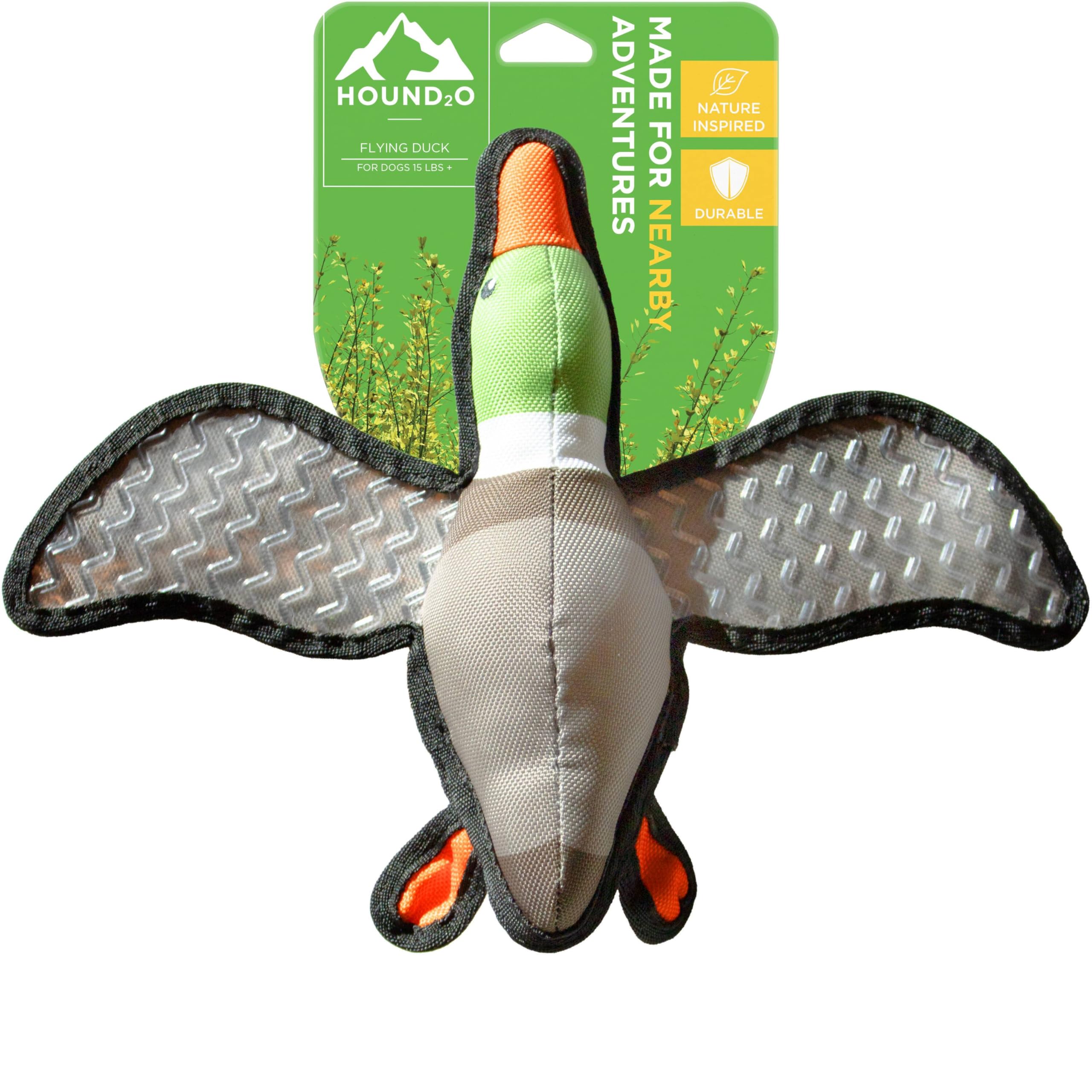 HOUND2O Plush Dog Toys | Flying Duck Stuffed Animal Squeaky Toy for Dogs | Outdoor Pet Toy Built for Adventure