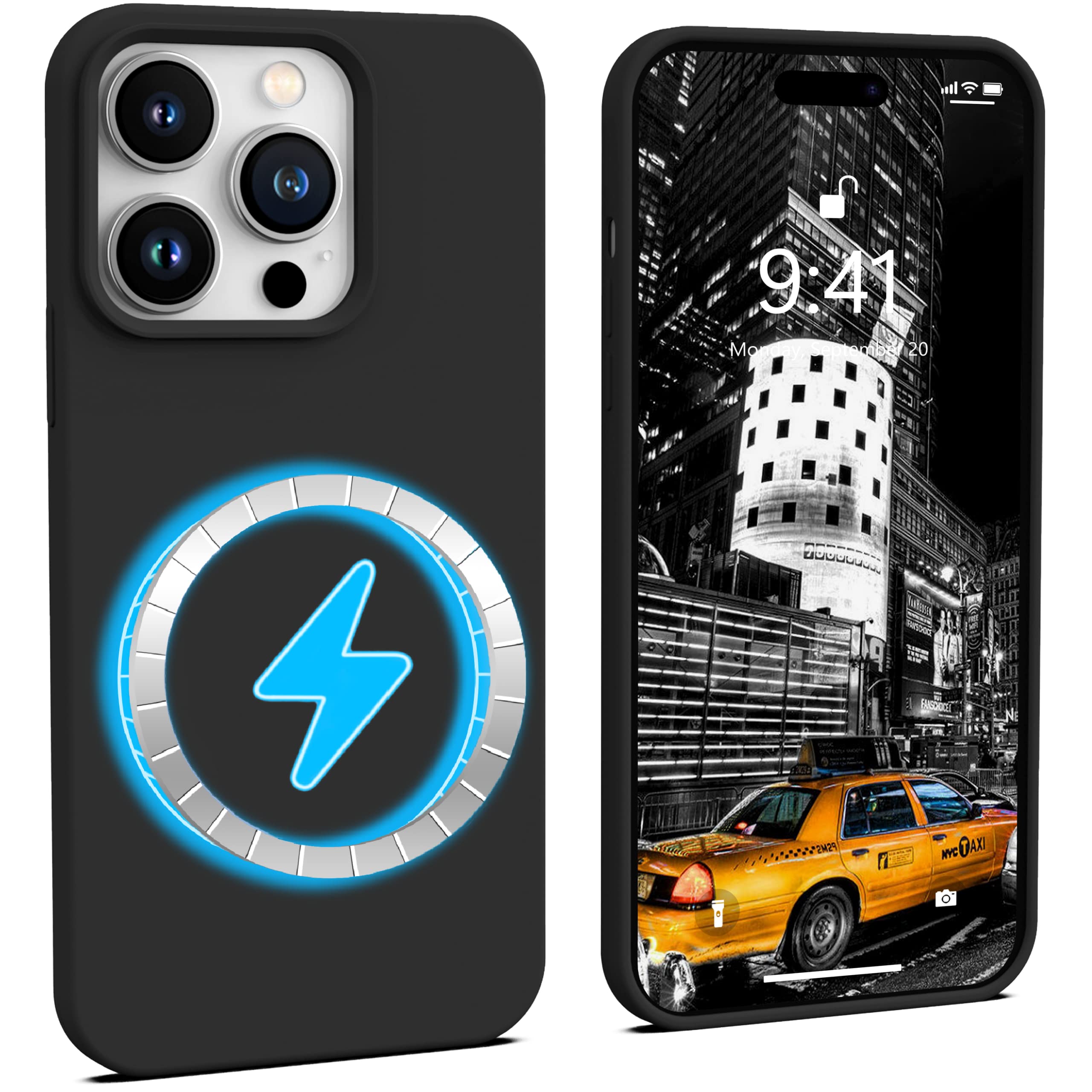 IceSword Coque magnétique pour iPhone 14 Pro - Coque en silicone noir [charge rapide] - Aimants puissants, doublure en microfibre fine - Noir pur mat cool hommes femmes, 2022 6,1" Mag14Pro-noir