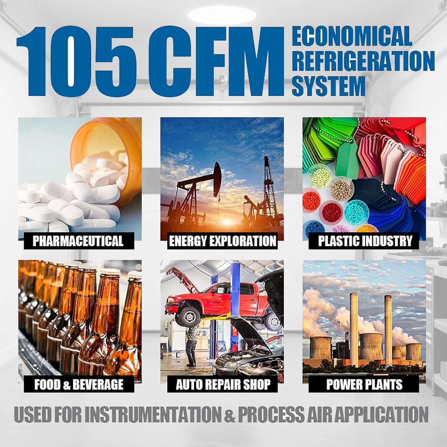 Torin Refrigerated Air Dryer 105CFM 230V/60HZ/1-Phase Compressed Air Systems Industrial Refrigerated Compressed Air Dryer R407c for 30HP Air Compressor