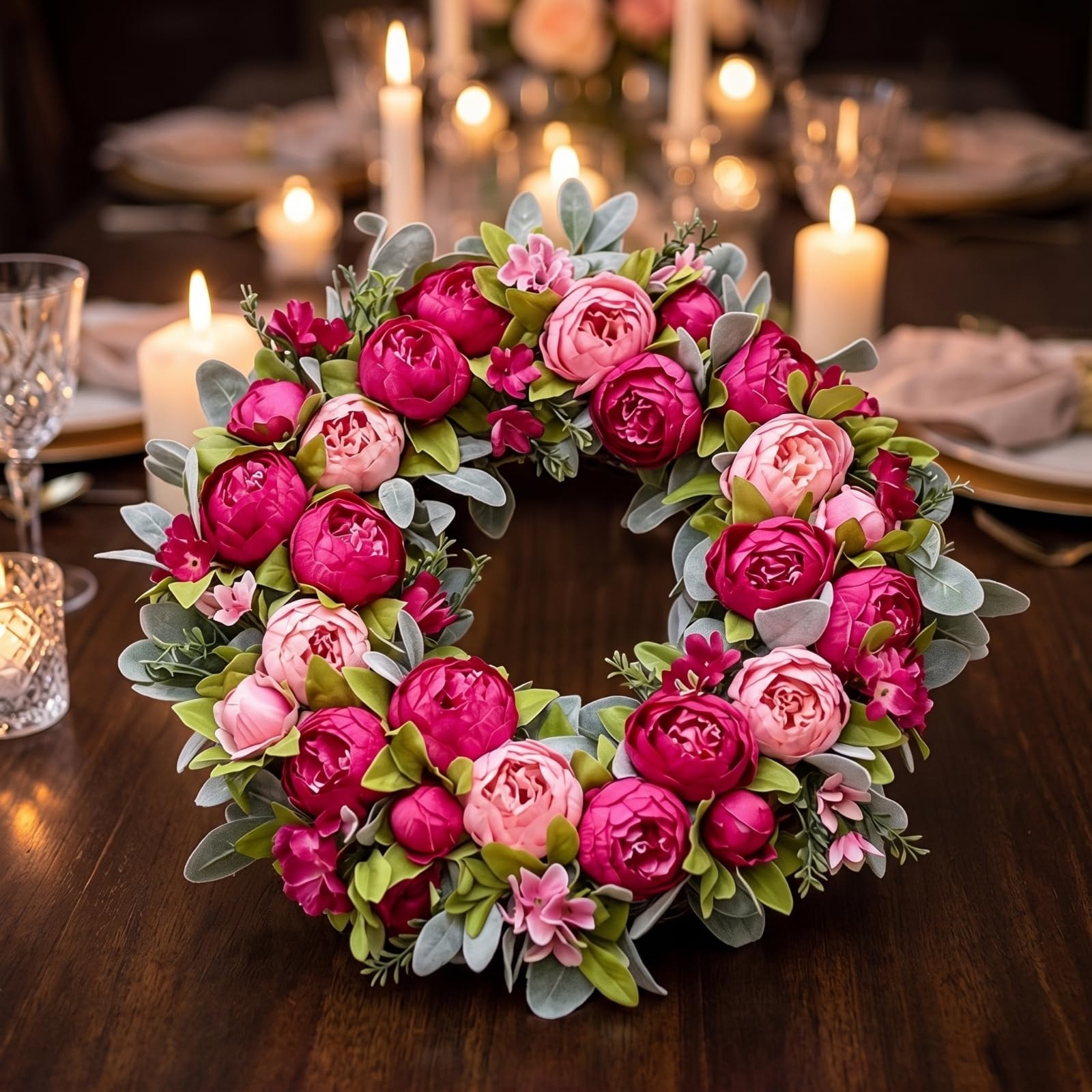 rockible Cronne Artificielle Polyvalente Élégante, Cronne Pivoines, Romantique, Guirlande Florale, pr Mariage, lon