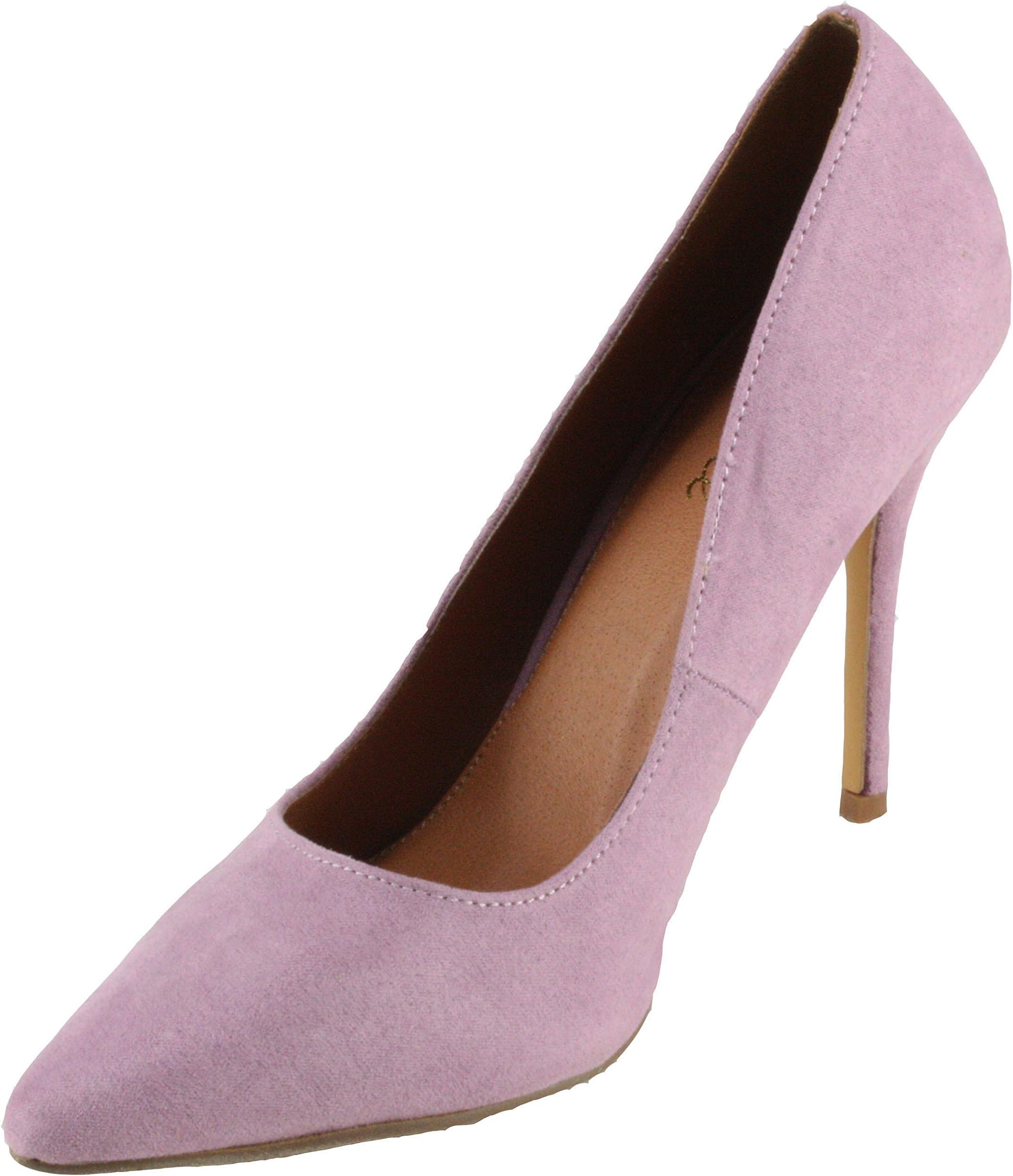BonnibelWomen's Mabyn-1 Faux Suede Pointy Toe High Heel Dress Pumps (8.5, Light Purple)