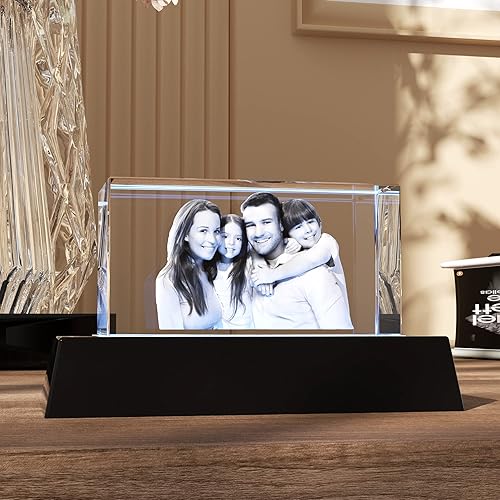 Miniatura 6 de Foto personalizada de cristal 3D, regalo conmemorativo conmemorativo de aniversario de cumpleaños personalizado para tu ser querido, imagen 3D en