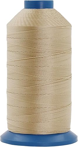 Miniatura 334 de Mandala Crafts Hilos de coser resistentes de nailon consolidado, hilo para tejer jeans de cuero, hilos de tapicería marina al aire libre, Beige