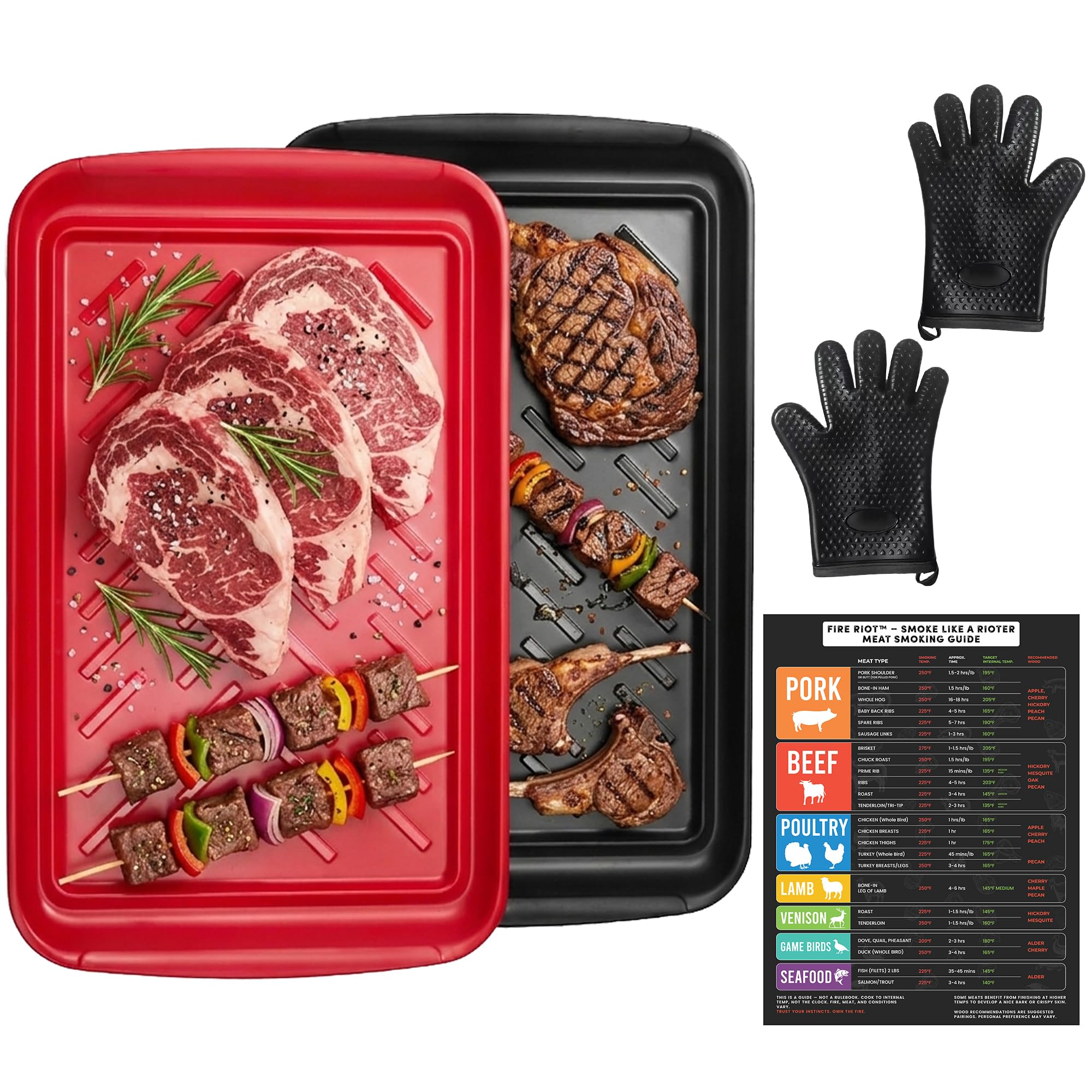Plateau de barbecue avec gants anti-chaleur pour grillades