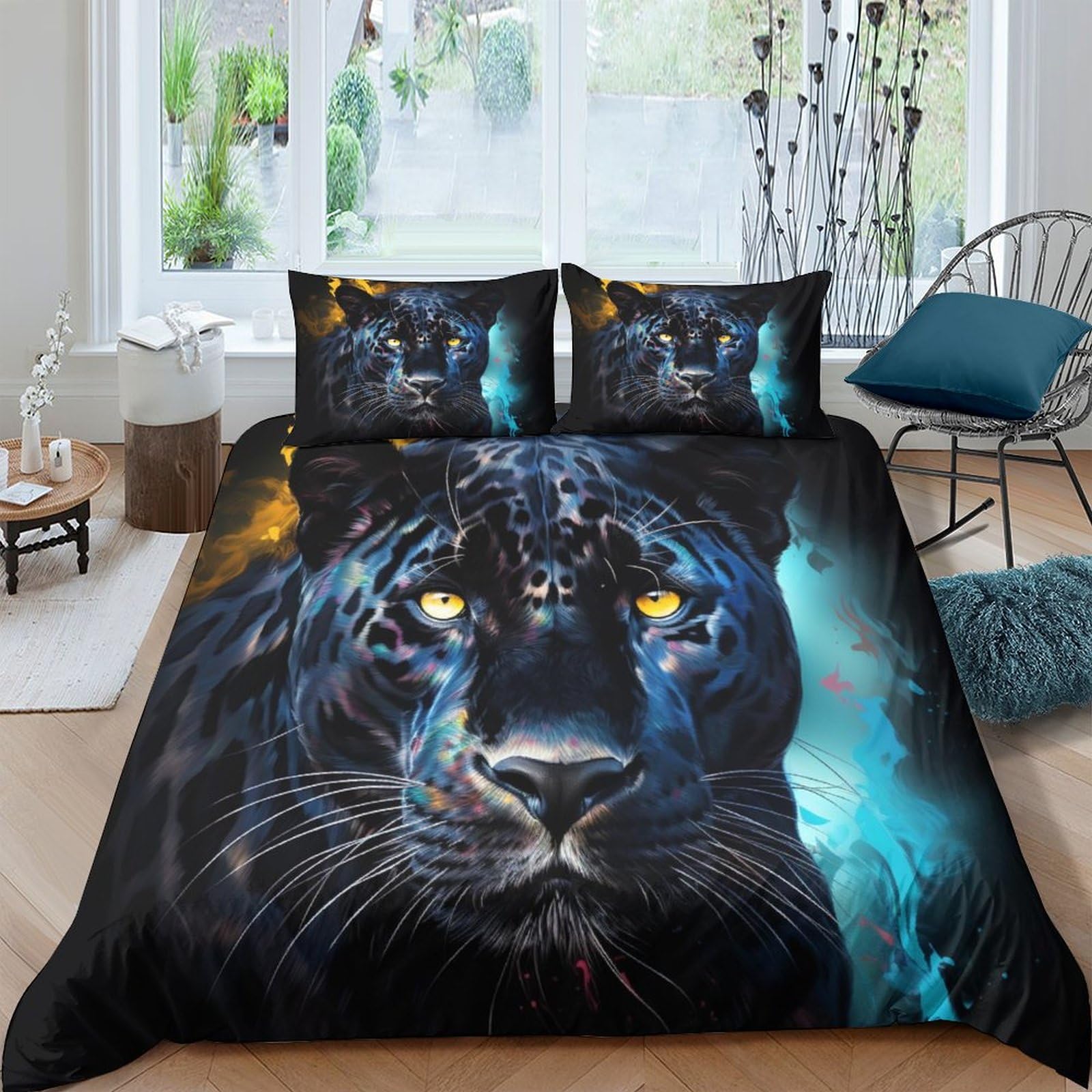 Léopard 3D parures de lit housse de couette faune respirable double 200x200