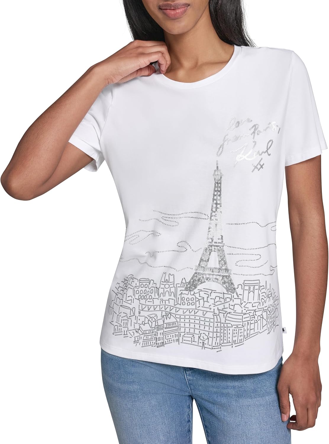 Karl Lagerfeld Women's Logo Paris City Theme Whimsical T-Shirt