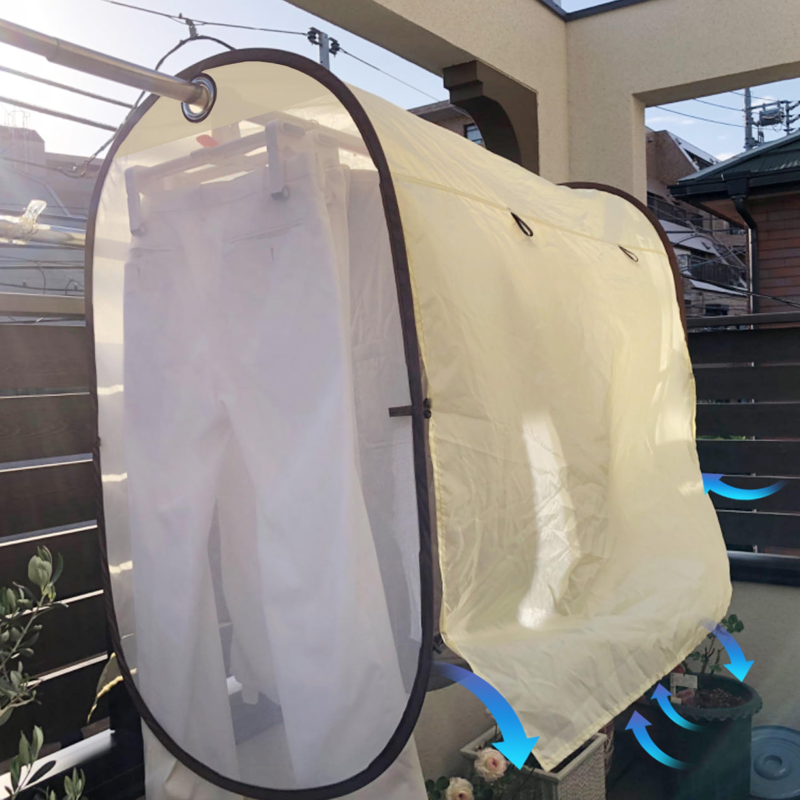 Amazon｜【5面カバー 実用新案取得】幅2m 洗濯物カバー 雨よけカバー