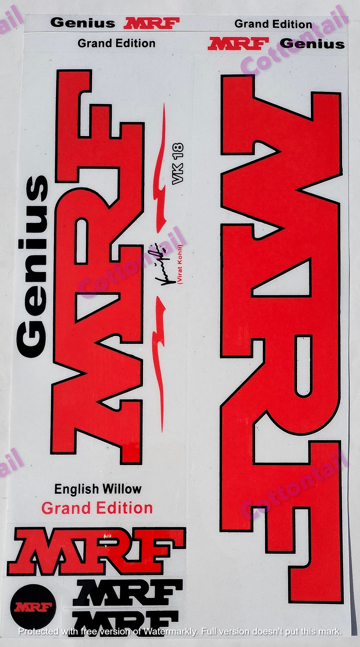 Cottontail | 2D VK-18I | GRAND Edition | English Willow | Plain Cricket Bat Sticker | Red (B0BX9Y75G8) Amazon Price History, Amazon Price Tracker