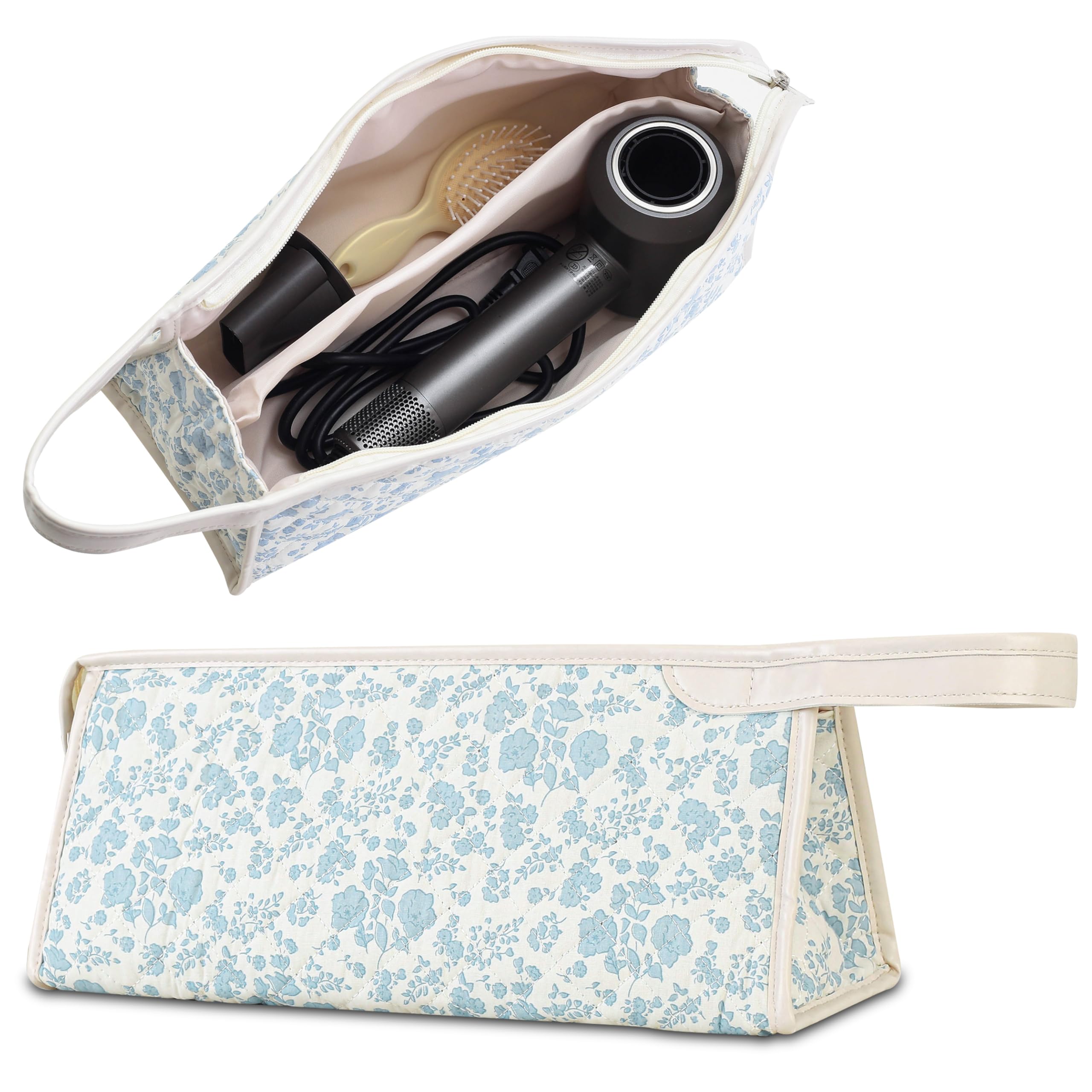 Quilted Travel Case Compatible with Dyson Airwrap & Shark Flexstyle, Cotton Floral Carrying Storage Bag for Dyson Hair Dryer and Attachments, Cute Portable Organizer with Handle-image-35