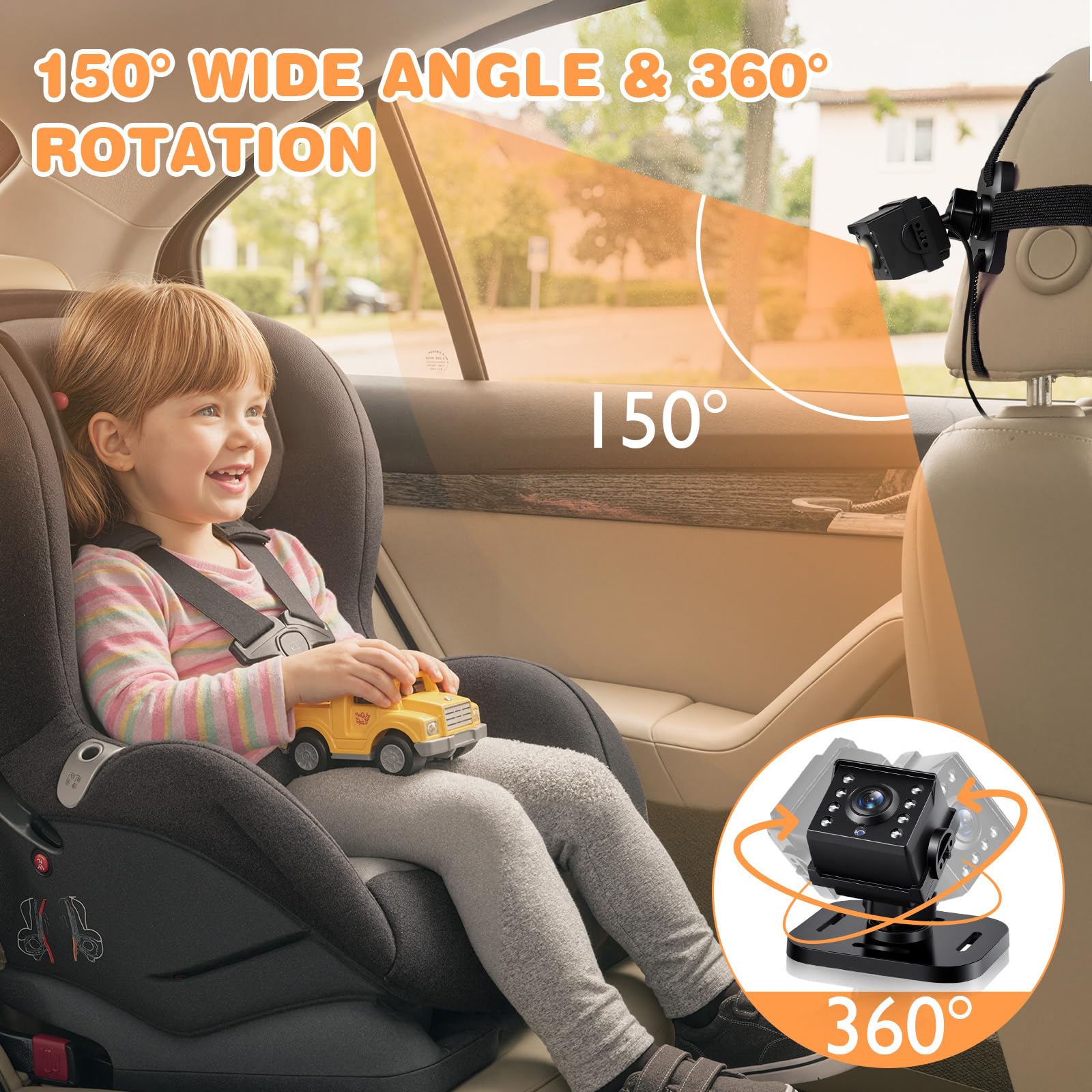 Zacro Baby Car Camera HD 1080P, Baby Car Mirror 4.3'' Display for Rear Seat with Night Vision Function Wide View Angle - Image 4