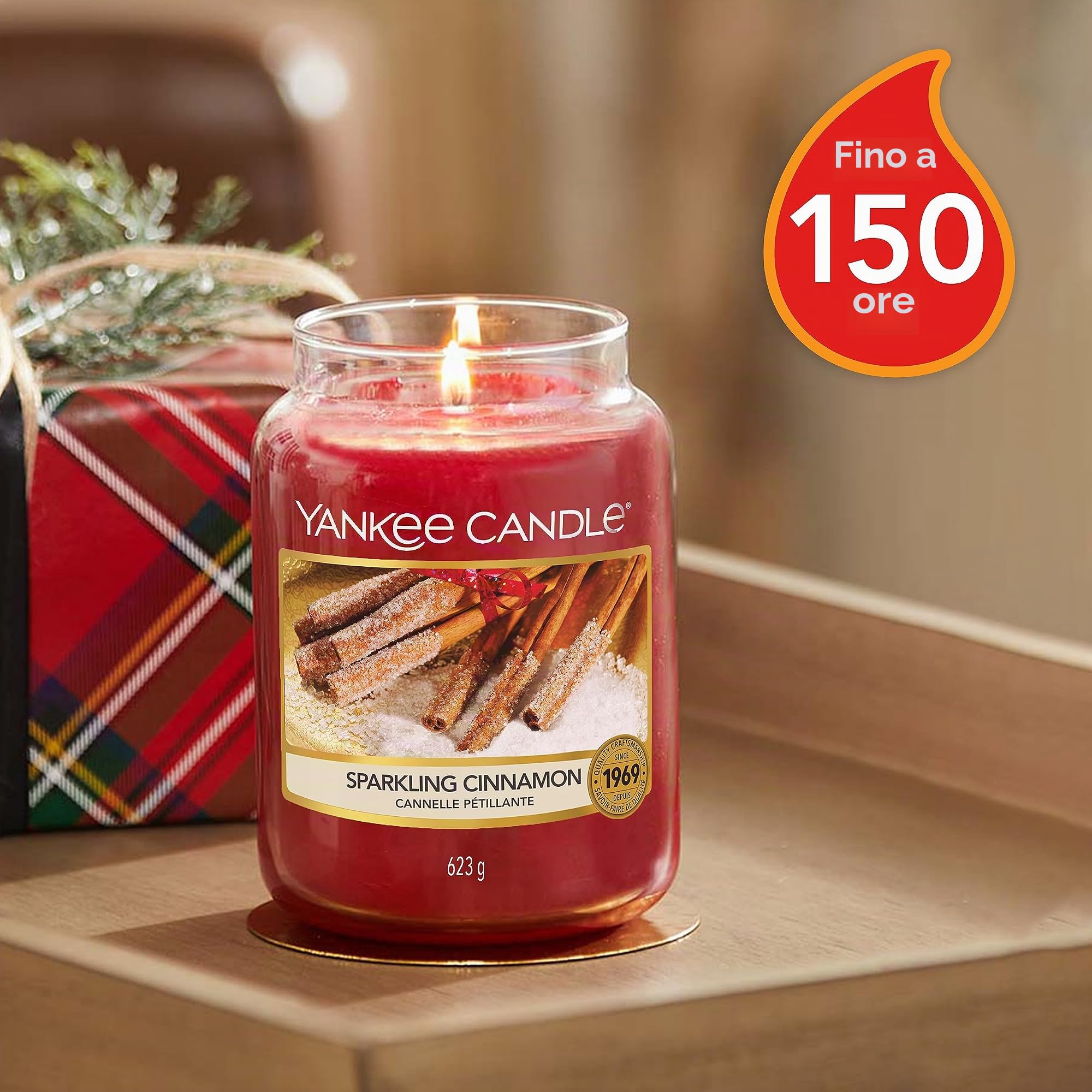 YANKEE CANDLE Candela Profumata In Giara Grande, Durata Fino A 150 Ore, Rosso, ‎10.7 x 10.7 x 16.8 cm, 623 grammi & Candela Profumata In Giara Grande, Durata Fino A 150 Ore, Arancia Piccante