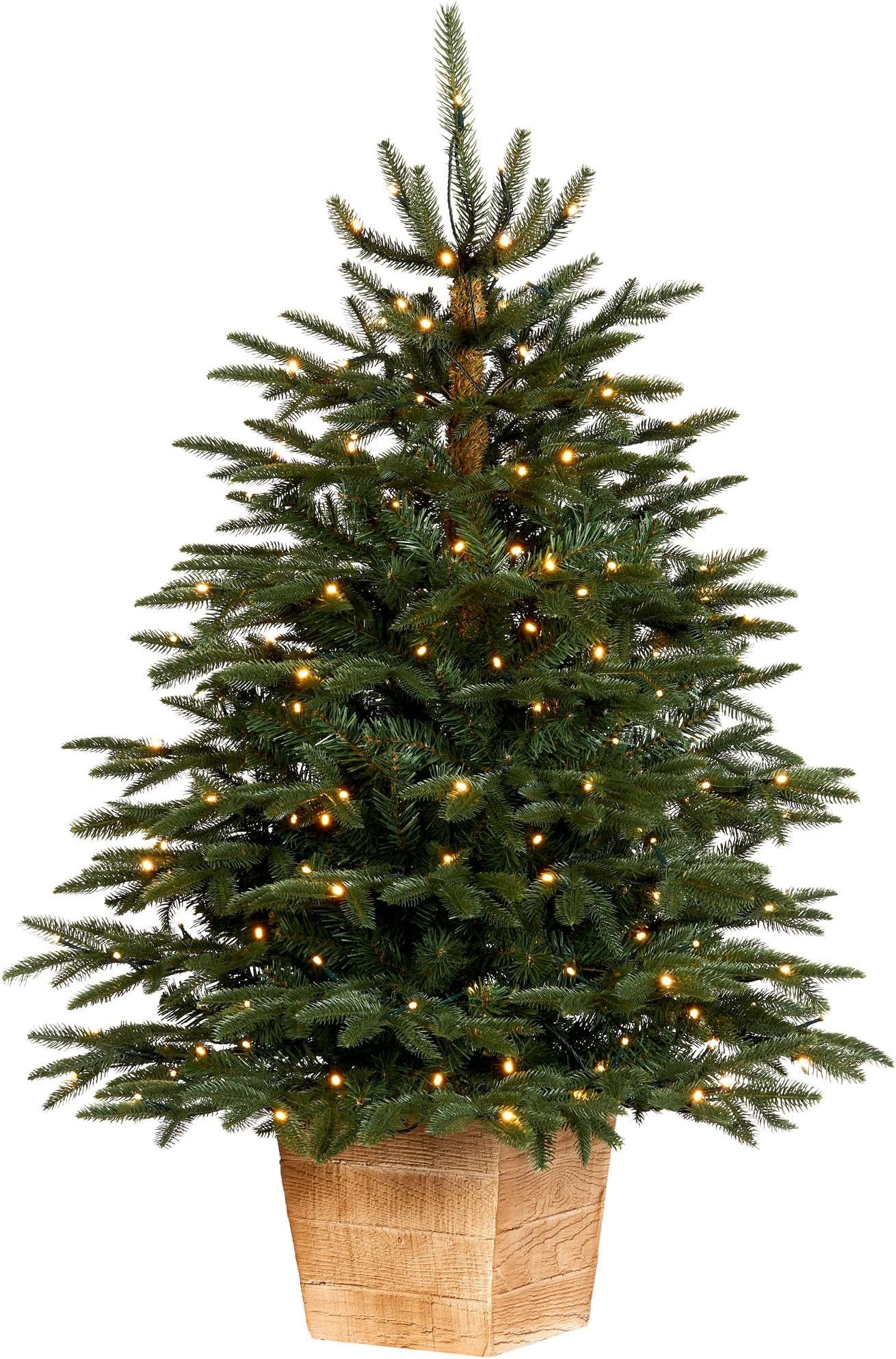 Pre-Lit Potted Alaskan Fir Christmas Tree, 150 Warm White LED Lights