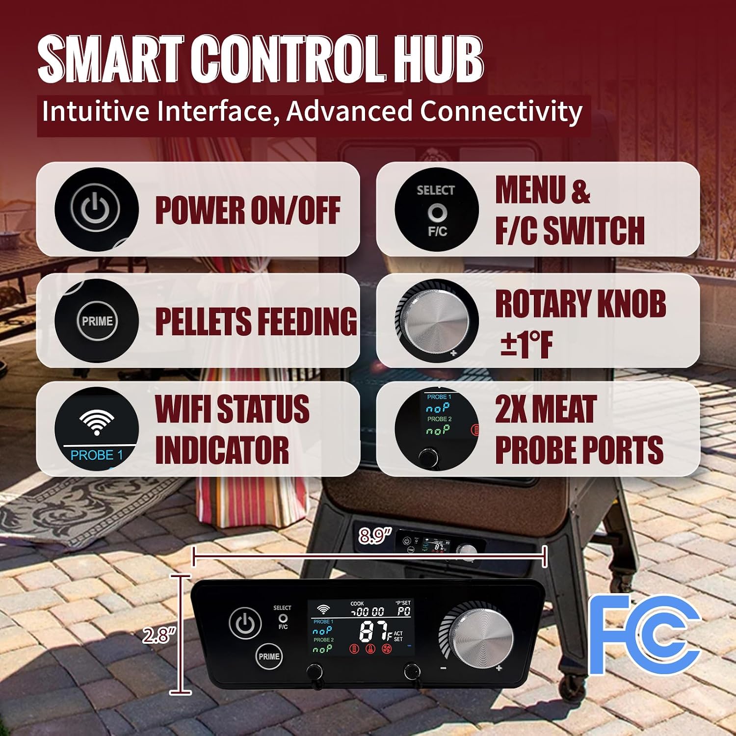 Smart WiFi PID Trapezoid Controller Kit for Pit Boss Vertical Pellet Smoker Copperhead 3/4/5/7-Series (PBV3P1/PBV4PS1/PBV5P1/PBV7P1) & 5-Series Copper-Walmart PBV5PW1 - w/Igniter, RTD & 2 Meat Probes