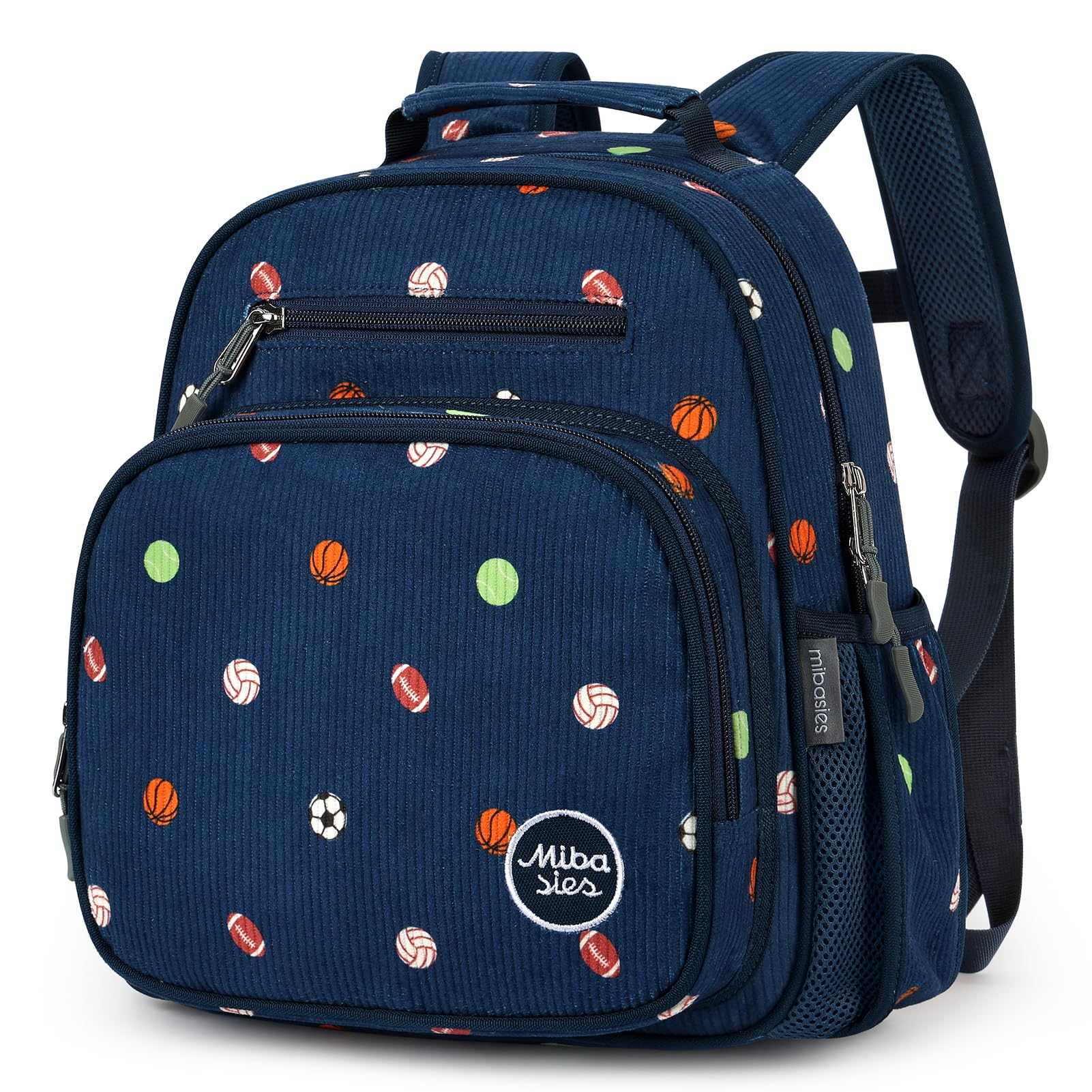 - Corduroy Toddler Backpack for Boys 2-4: Little Kids Backpacks for Preschool Prek Daycare - Cute 12 Inch Bookbag - Blue Ball