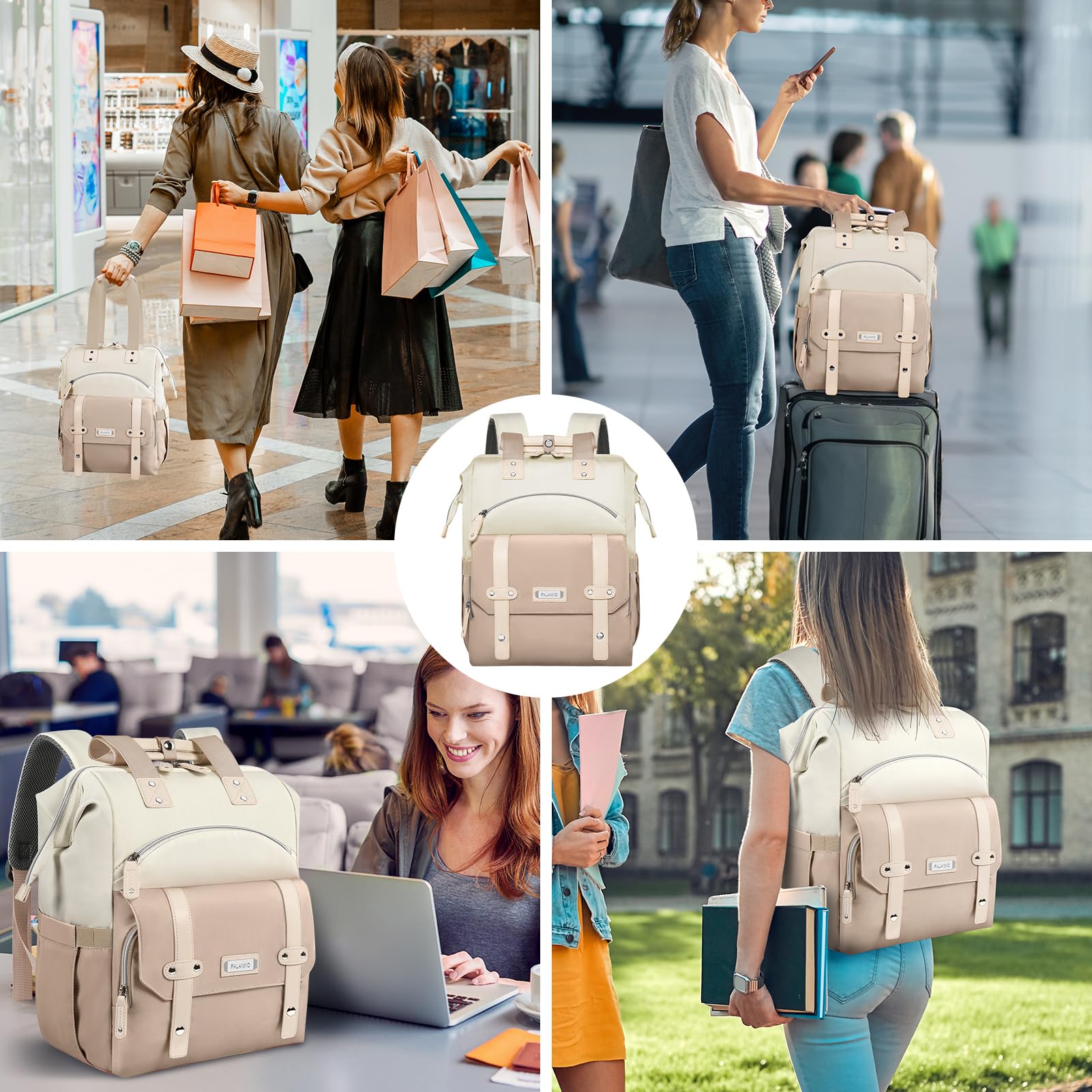 FALANKO Backpack for Women,Wide Open Work Large Student Bookbag for 15.6 Inch Laptop,Doctor Teacher Nurse College School Travel Bag,Water Resistant Laptop Bookbag Computer Back Pack Pink — Amazon image 21