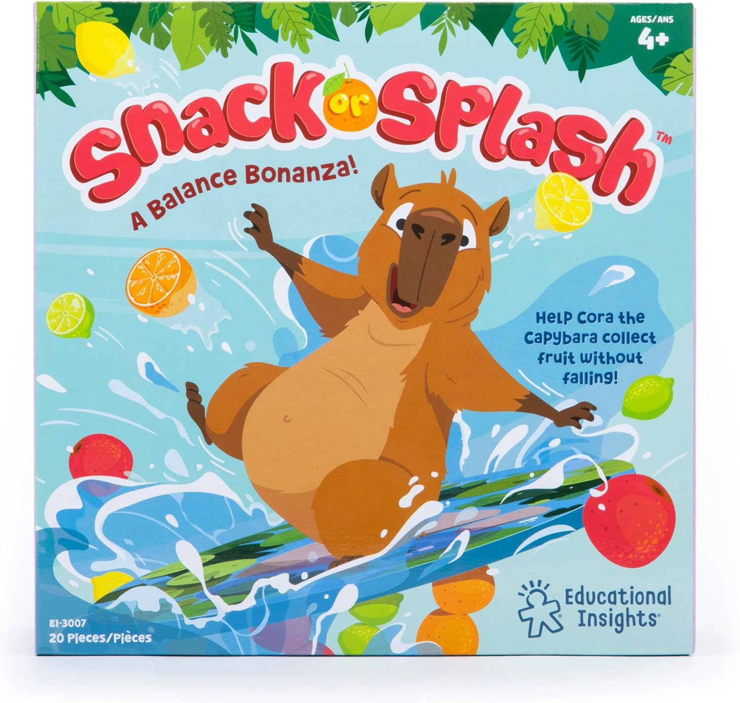 Educational Insights Snack or Splash - Learning Games for Kids Ages 4-8, Toddler Board Games, Strategy Topple Game, Tabletop Family Board Game, Preschool Fine Motor and Color-Matching Toys