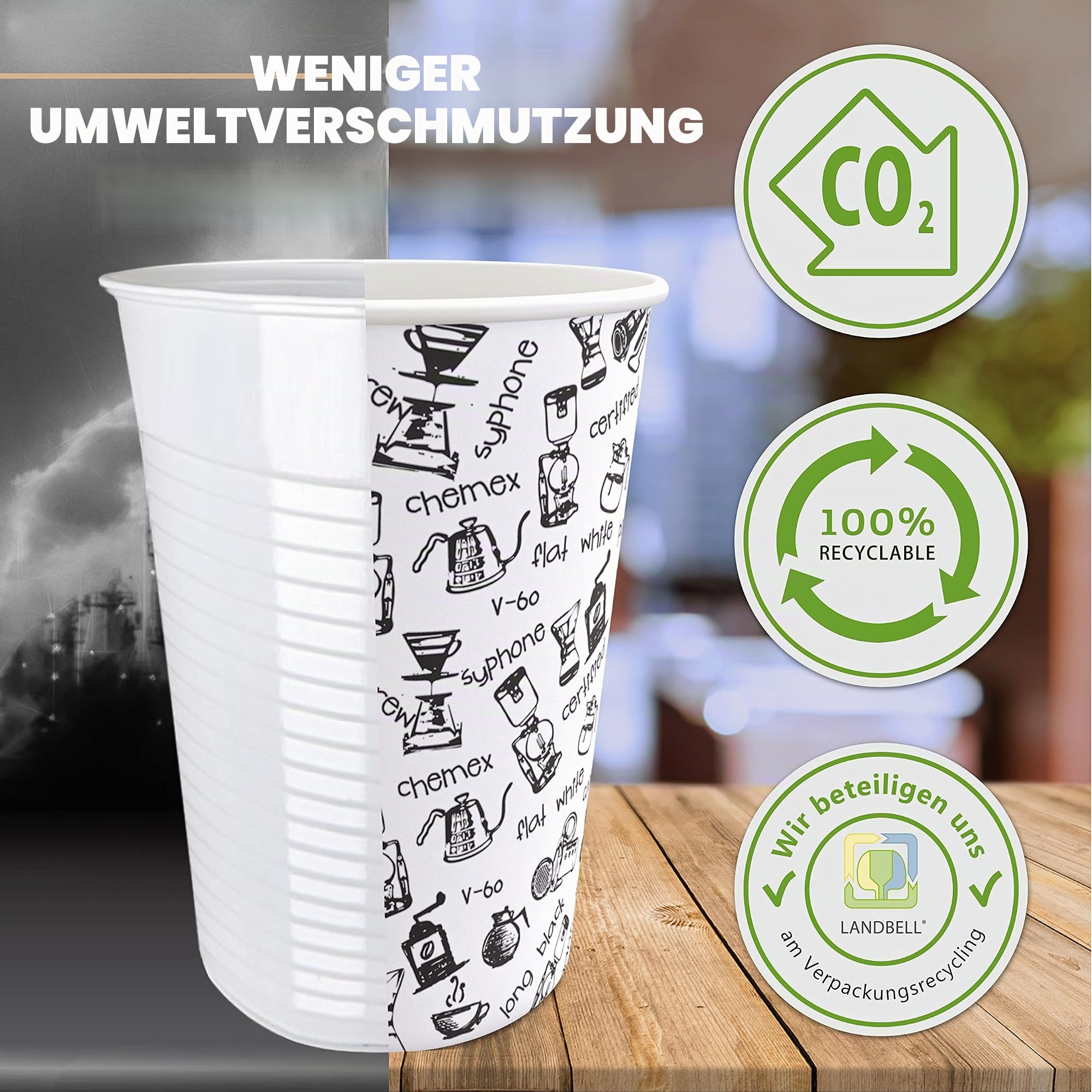 CupCup 160 Pappbecher 360ml 12 Oz mit Deckel - Kaffeebecher to Go Zum Servieren von Kaffee, Tee, heißen und kalten Getränken