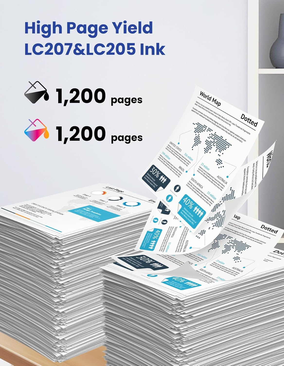LC205 LC207 XXL Ink Cartridges Super High-Yield LC207BK LC205C LC205M LC205Y LC205CL Replacement for Brother LC205 LC207 Ink Cartridges for MFC-J4320DW MFC-J4420DW MFC-J4620DW Printer Ink 4-Pack