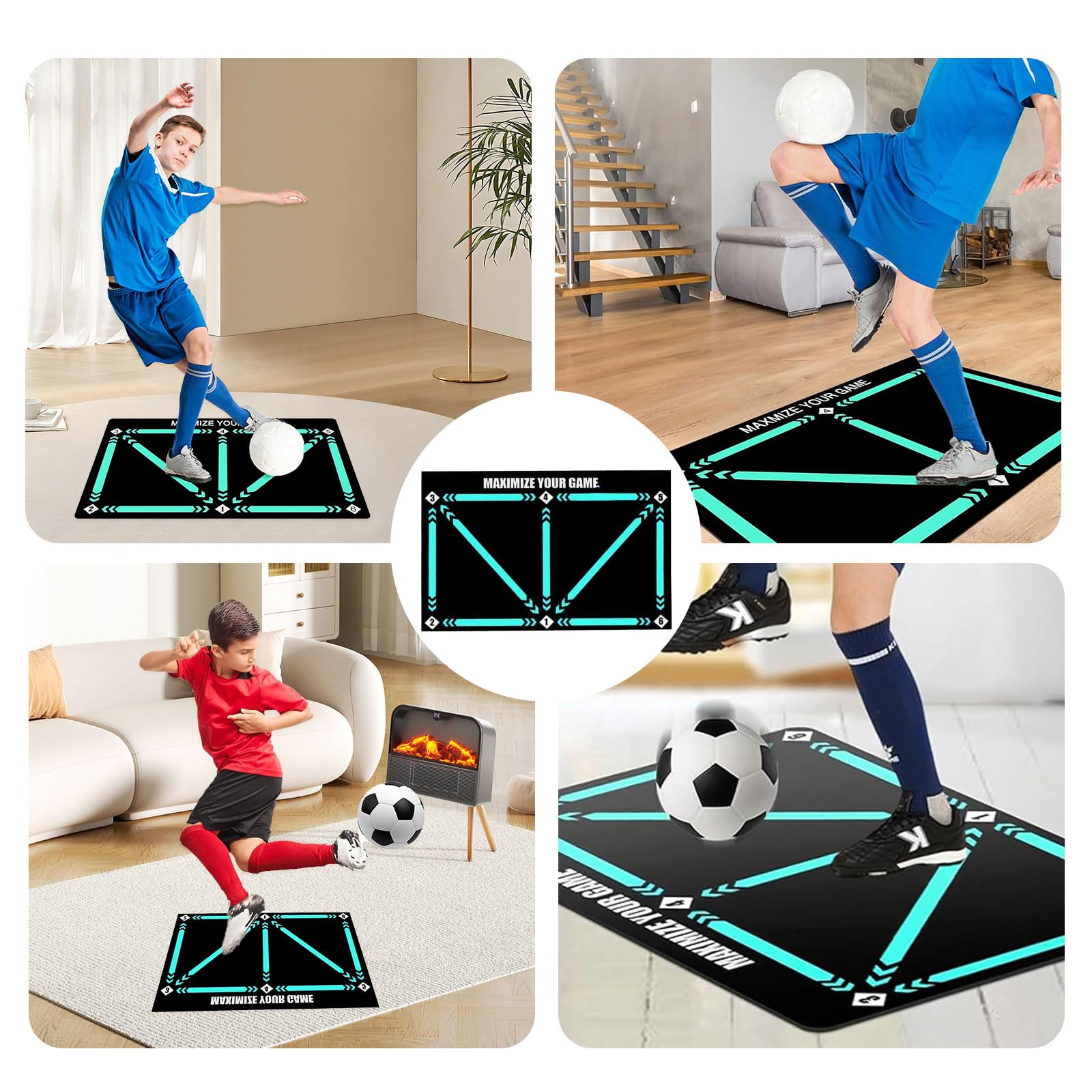 Fussball Trainingsmatte, Fussballmatte Training, 60x90 Cm Fussball Matte, Rutschfeste Geräuschlose Stoßdämpfung Trainingsmatte Fussball, Fußballmatte Geschenke für Fußballliebhaber