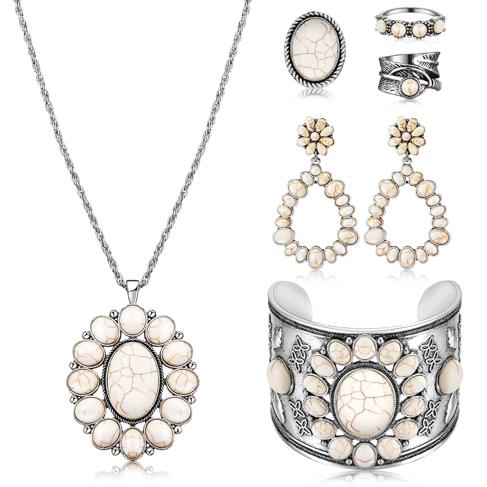 Ecally Western Turquoise Jewelry Set for Women