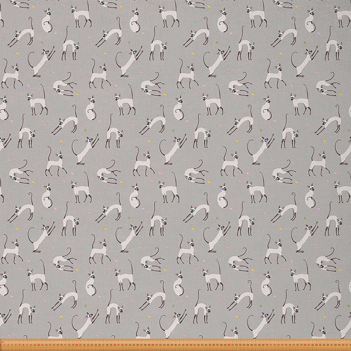 Cartoon Cat Fabric by The Yard Cute Animal Playing Theme Upholstery Fabric for Chairs and Home DIY Projects Cartoon Kitten Decorative Waterproof Fabric 1 Yard,(L92*W150cm) Pale Grey