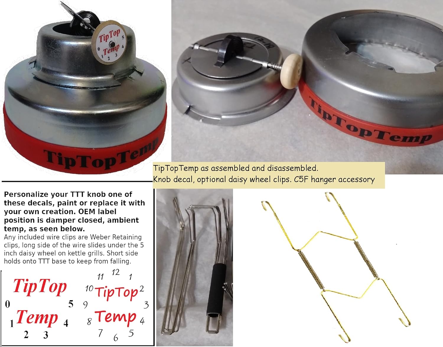 Attachable Grill Temperature Regulator (TTT-03 CF5), Silver