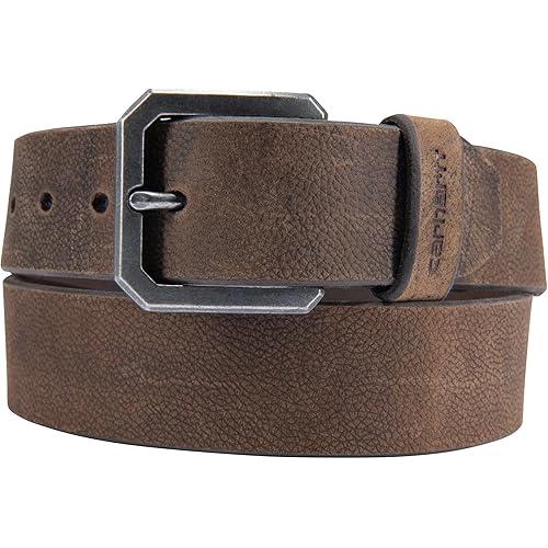 Carhartt Men's Durable Full Grain Saddle Leather Classic Belts, W/Rugged Antique Nickle Hardware