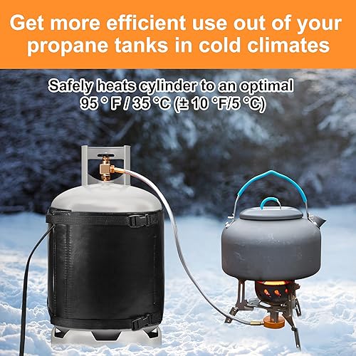 Miniatura 4 de Manta calentador de tanque de propano – 47.5 x 13.5 pulgadas calentador de cilindro de gas LP con control de temperatura 85-105F para tanques de 20,
