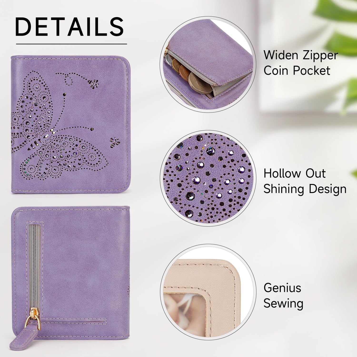 Small RFID Wallet Women Ultra Thin Slim Womens Wallet Mini Compact Bifold Pocket Ladies Wallets for Women LIGHT-PURPLE - Image 4
