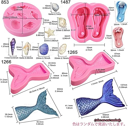 Miniatura 5 de FUNSHOWCASE Concha náutica Estrella de mar Erizo de mar Gaviota Caballito de Mar Rueda de barco Pescado cola de sirena 16 en juego Moldes de