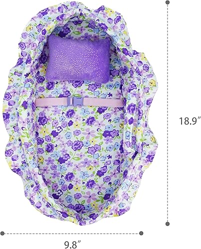 Miniatura 9 de June Garden Cozy Dream - Moisés de muñeca  Portabebés portátil  Se adapta a muñecas estadounidenses de hasta 18 pulgadas  Almohada suave y hebilla