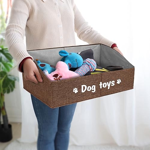 Miniatura 8 de PET ARTIST Cesta de almacenamiento y organización plegable resistente para perros, bonita caja de juguetes para perros con asas, caja de juguetes