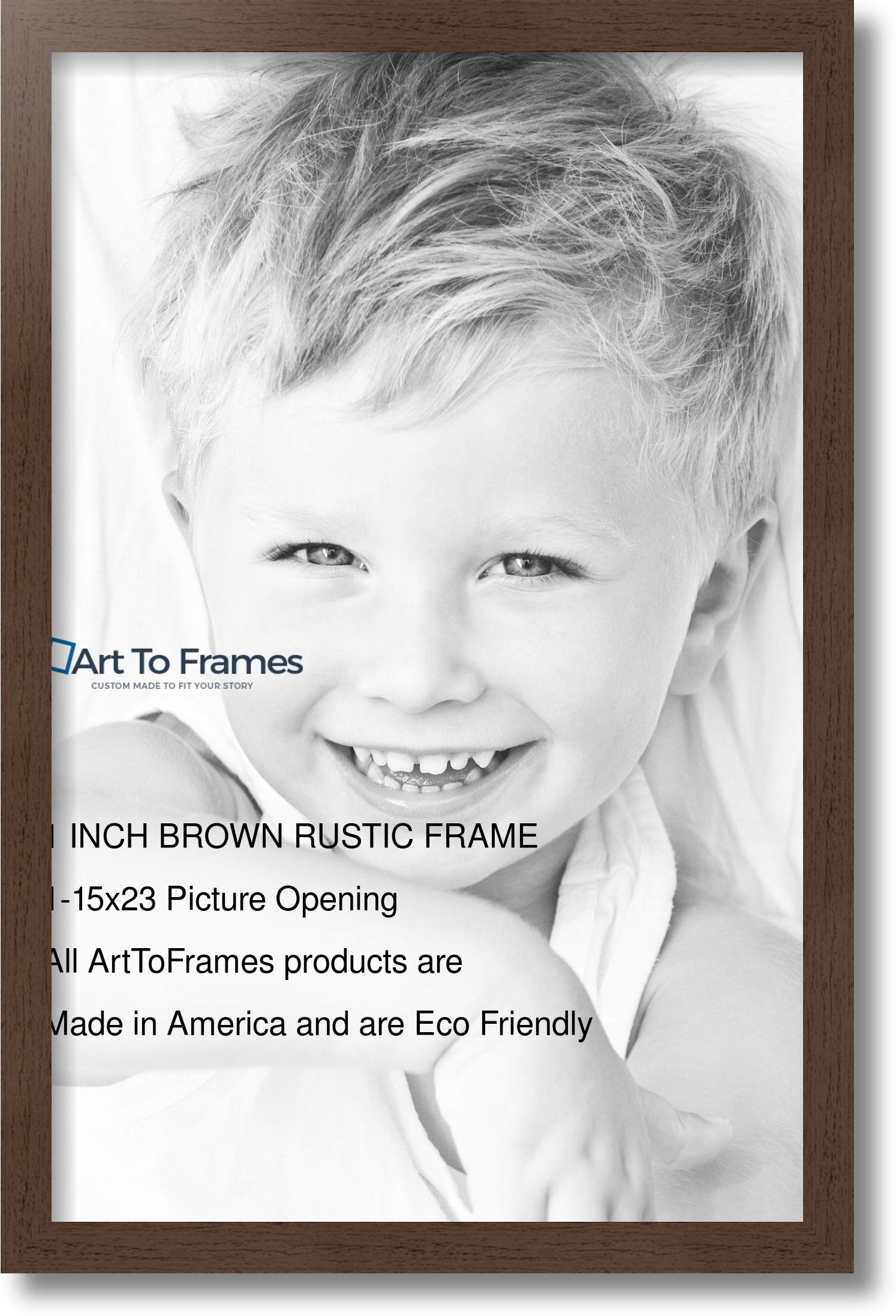 ArtToFrames 15x23 Inch Brown Picture Frame, This 1.00 Inch Custom Poster Frame is Brown Rustic - Comes with Economy Acrylic and Corrugated Backing (2WOM0066-1343-YBRN-15x23)