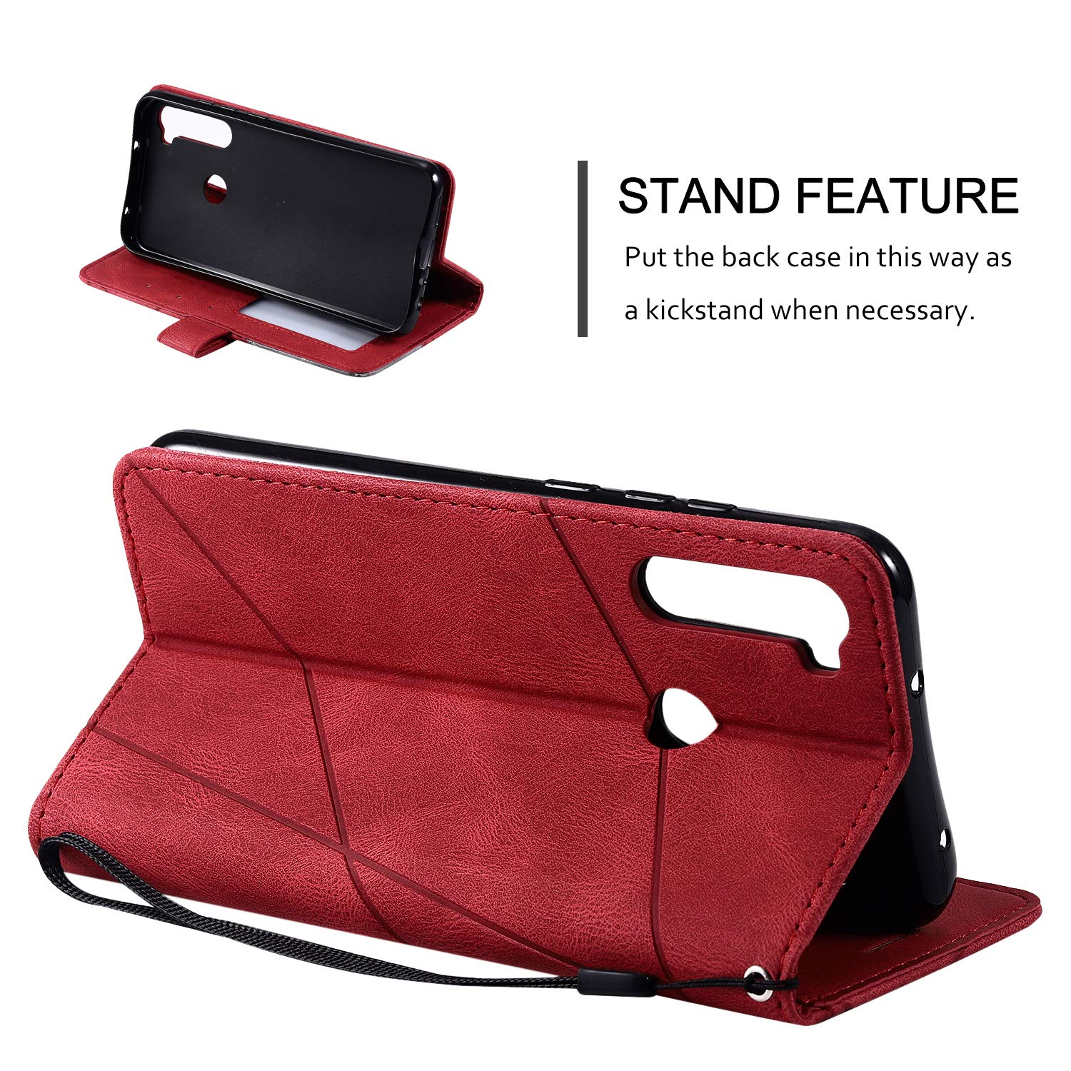 Etui na Motorola Moto G8 pokrowiec pokrowiec, etui do Motorola Moto G Fast XT2045-3 / Moto G8 XT2045-1 XT2045-2 XT2045-5 XT2045-6 etui z klapką skóra PU pokrowiec czerwony